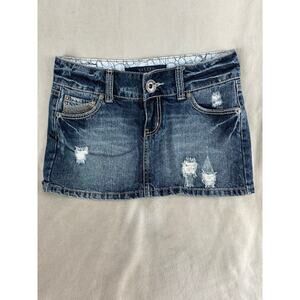 Urban Outfitters Hint Vintage Micro Mini Distressed Low Rise Denim Skirt Small